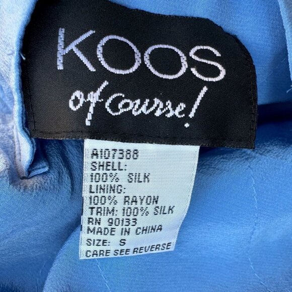 Koos Of Course Vintage Womens Reversible Blue Floral Silk Button Jacket Blazer S - Picture 3 of 11